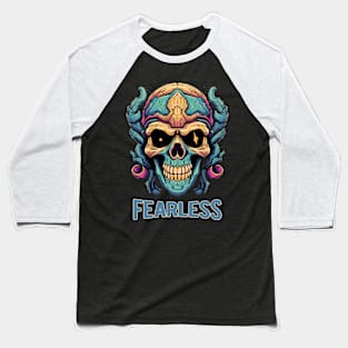 Fearless Retro Sci-fi Monster Skull Baseball T-Shirt